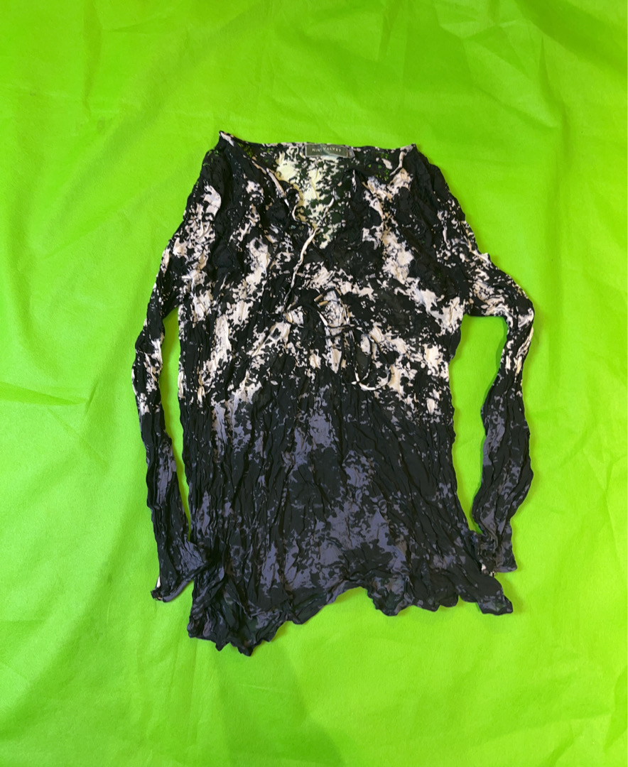 ミントベルベット プリント ロングスリーブ ブラウス