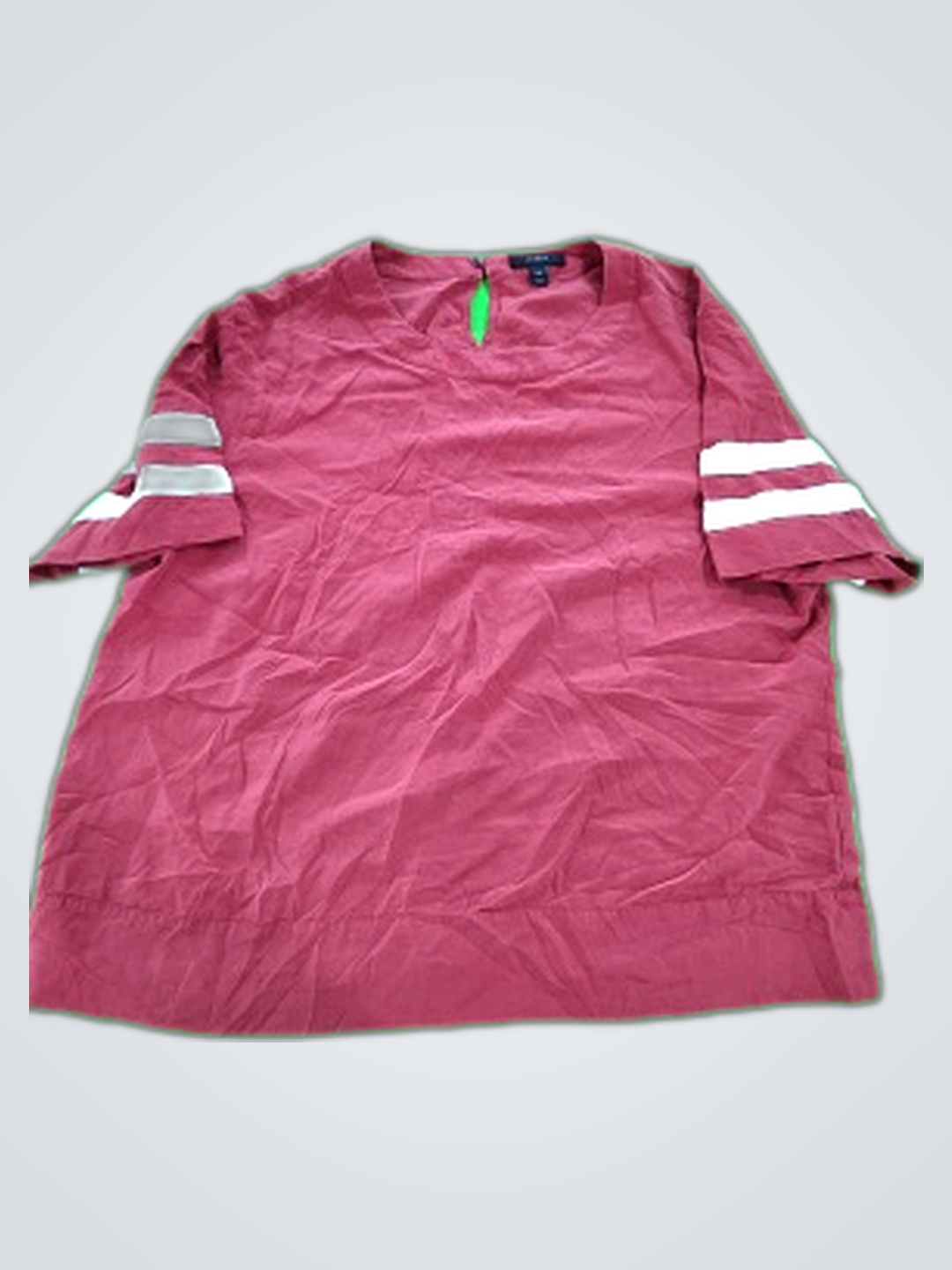 Tommy Hilfiger Maroon Striped Sleeve Blouse